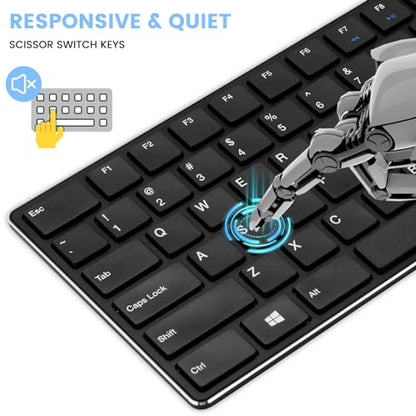 TIETI K01R Wireless Keyboard, 2.4G Slim and Compact Wireless Keyboard with Numeric Keypad, Long Battery Life, Lag-Free for PC Laptop Computer Windows, Black