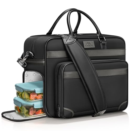 MATEIN Laptop Bag with Insulated Lunch Compartment, 16 Inch Mens Briefcase | Fits 16" Laptop, Water Resistant, Anti Theft, Business Messenger Shoulder Bag, Computer Carrying Case for Work Office