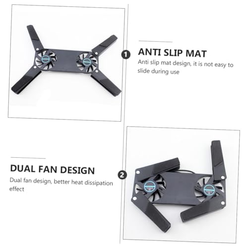 Happyyami 2Pcs USB Laptop Cooling Pad with Dual Fans Folding Ventilated Support for Laptops Slip Design Low Noise for Commuters and Travelers