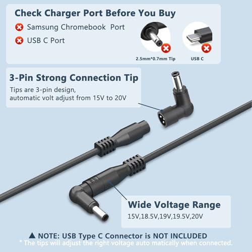 90W Universal AC Adapter Laptop Charger Compatible with HP Dell Acer Asus Toshiba IBM Sony Fujitsu Gateway Notebook Ultrabook Chromebook Power Supply Cord with 16 Connectors
