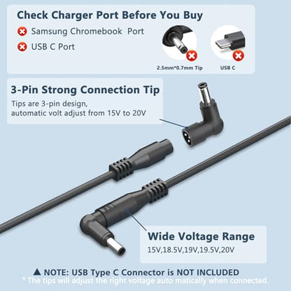 90W Universal AC Adapter Laptop Charger Compatible with HP Dell Acer Asus Toshiba IBM Sony Fujitsu Gateway Notebook Ultrabook Chromebook Power Supply Cord with 16 Connectors