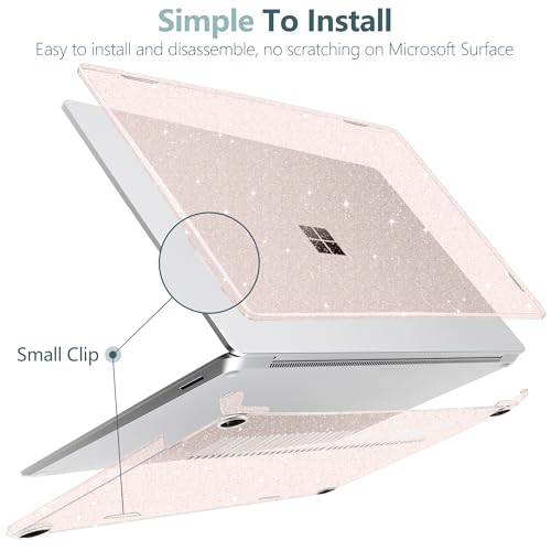 Batianda Glitter Case for Surface Laptop 13.8 Inch 2024-2026, Starlight | Fits Surface Laptop 7th/8th for Business, Subtle Glitter Mist Finish, 1.2mm Lightweight Ultra-Slim Hard Shell 4-in-1 Bundle - color: Starlight