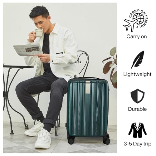 Hanke Luggage Sets 3 piece Carry On Luggage with Wheels PC Hard Shell Suitcases Lightweight Checked Travel Luggage Large Travel Suitcase Woman Men 20/24/29 Inch(Blackish Green) - color: Blackish Green, size: 3 Piece Set（20/24/29）