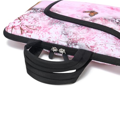 15 15.4 15.6 inch Laptop Handle Bag Computer Protect Notebook Sleeve Neoprene Cover Soft Carrying Case with Extra Pockets - color: Beautiful Plum Bossom