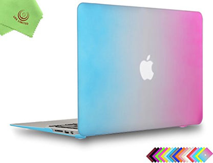 UESWILL Smooth Matte Hard Shell Case Cover Compatible with MacBook Air 11 inch (Model A1370 / A1465) + Microfibre Cleaning Cloth, Rainbow - color: Rainbow, size: MacBook Air 11"