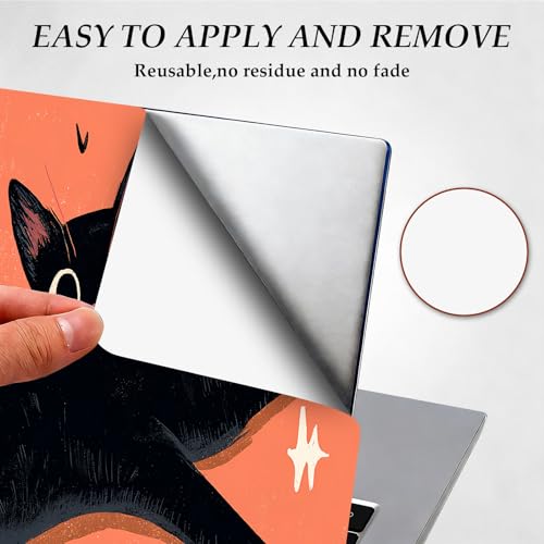 DEGDFSGR 12.1-15.6 Inch Universal Reusable Laptop Skin Sticker Decal, Waterproof Removable Protector for Notebook Cover, Scratch-Resistant Vinyl Cuttable Full Wrap Sticker, Funny Black Cat Miaow Print - color: Funny Black Cat Miaow Print