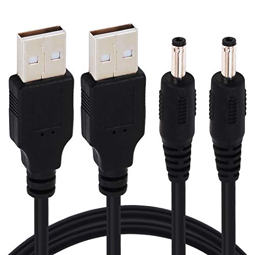 [2 Pack 3FT USB to DC 3.5mm x 1.35mm Barrel Jack Adapter Connector 5V DC Power Charger Cable Charging Cord (USB to DC 3.5 x 1.35mm) - color: USB to DC 3.5 x 1.35mm