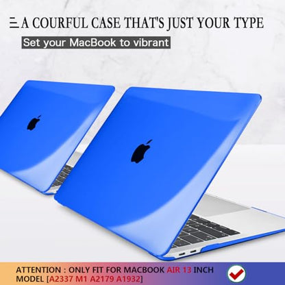 CISSOOK Blue Color Case for MacBook Air 13 Inch 2021 2020 2019 2018 Release A2337 M1 A2179 A1932 Model, Hard Shell Case with Keyboard Cover for MacBook Air 13" with Retina Display Touch ID -Clear Blue - color: Air13inch-Clear Blue