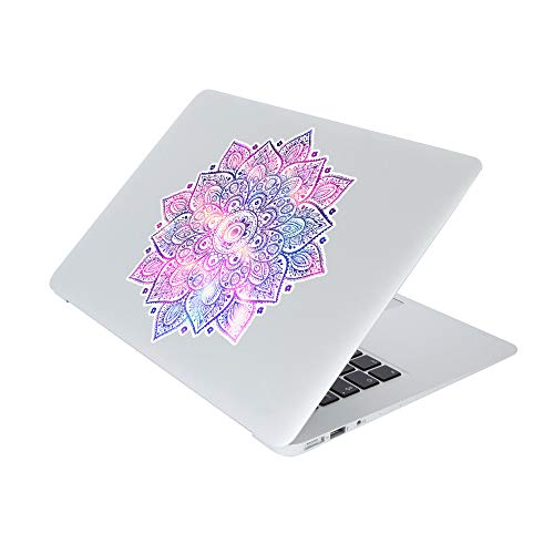 Mandala Laptop Sticker Decal - Removable Waterproof White Vinyl Decals Stickers - Mandalas Purple Pink Sticker Starry Night Partial Skin Compatible with Computer MacBook Air Pro 13 15 inch Mac - color: Pink on White (Darker Laptop)