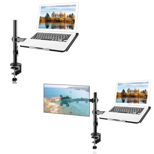 Suptek Single Laptop Notebook Desk Mount with Tray for 13-27 inch+Suptek Monitor and Laptop Mount