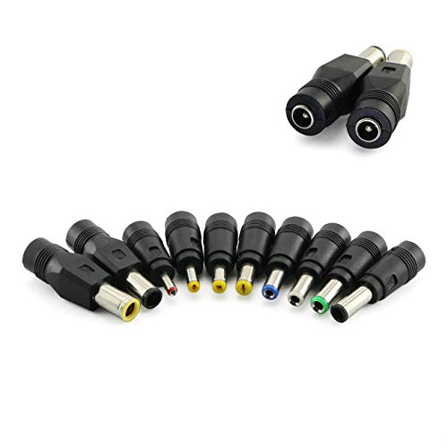 10pcs Laptop DC Power Adapter Kits Universal 5.5 mm x 2.1 mm Power Adapter Tips Connector for Computer Notebook Power Supply Male Plug Converter