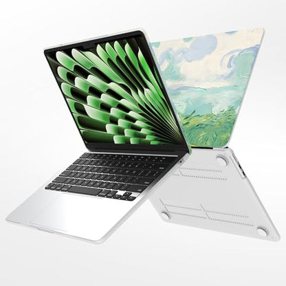 G JGOO Compatible with MacBook Air 15 inch Case 2026 2025 2024 2023 M5 A3448 M4 A3241 M3 A3114 M2 A2941, Protective Plastic Hard Laptop Shell Case + Keyboard Cover + Screen Protector, Cat Painting - color: Cat Painting