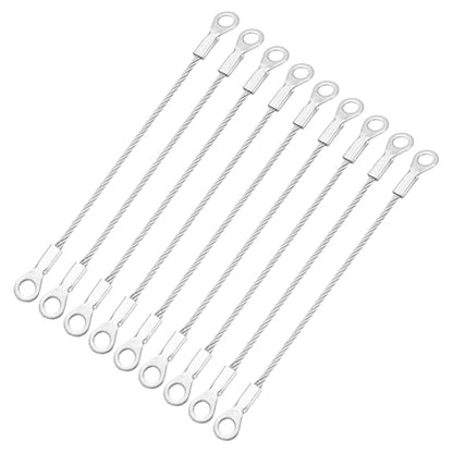 9 Pcs Security Cable Lock - Double Loop Cable (0.33 ft x 0.06 Inch) Vinyl Coated 304 Stainless Steel Safety Flexible Wire Rope Luggage Bike Anti-Theft Security Chain Lock, Silver - size: 0.33 ft x 0.06 Inch