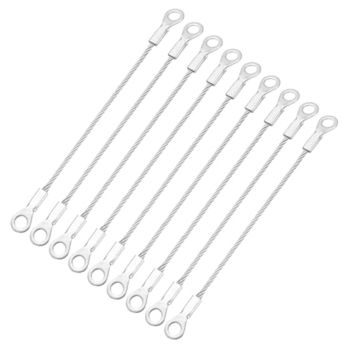 9 Pcs Security Cable Lock - Double Loop Cable (0.33 ft x 0.06 Inch) Vinyl Coated 304 Stainless Steel Safety Flexible Wire Rope Luggage Bike Anti-Theft Security Chain Lock, Silver - size: 0.33 ft x 0.06 Inch