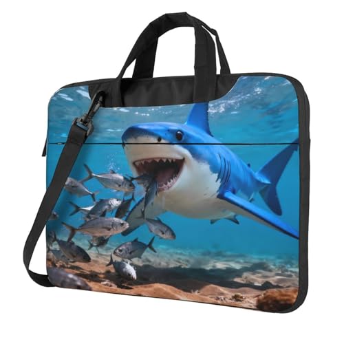 Laptop Shoulder Bag Laptop Carrying Case With Shoulder Straps & Handle Computer Bag For Work Travel - color: Big Fish Eats Small Fish, size: 15.6 inch
