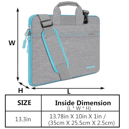 Hseok Laptop Shoulder Bag 13 13.3 14 Inch Case Compatible with MacBook Pro/Neo 14" M5/M4/M3/M2/M1,Mac Air/pro/Neo 13" and Most 13 13.3 14 Notebooks,Spill-Resistant Briefcase,LT Gray & T Blue - color: Light Gray & Light Blue, size: 13-13.5 inch