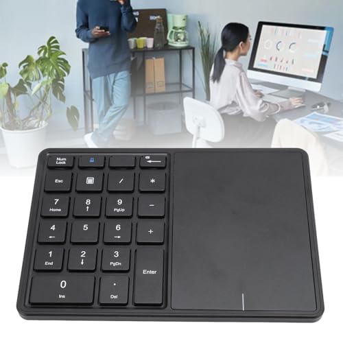 XUMIUZIY Numeric Keypad, 22 Keys Dual Modes Bluetooth4.2 Wire Less Number Pads with Touchpad, Slim External Numpad Keyboard for Laptop Desktop PC (Black) - color: Black