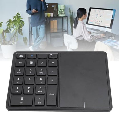 XUMIUZIY Numeric Keypad, 22 Keys Dual Modes Bluetooth4.2 Wire Less Number Pads with Touchpad, Slim External Numpad Keyboard for Laptop Desktop PC (Black) - color: Black