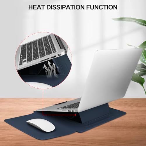 HoYiXi 13.3'' /13.6'' Laptop Sleeve Case Leather Bag with Stand Compatible with MacBook Pro 14/MacBook Air 13(M1 M2)/13.3'' Yoga/Dell XPS 13/HP/Matebook 14'' Laptop case, Blue - color: blue, size: 13.3'' / 13-14 Inch Laptop Sleeve