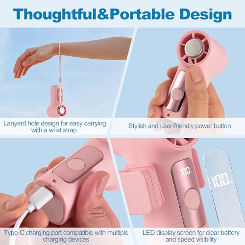 Portable Fan with Ice Cooling Plate,18000RPM High-Speed Rechargeable Mini Clip-on Fan with LED Display, Powerful Personal Fan for Travel, Outdoor & Office