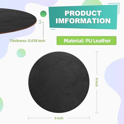Mouse Pad，Round Mouse Pad，PU Mouse Pad，Leather Mouse Pad with Stitched Edge Micro-Fiber Base with Non-Slip Waterproof，Mouse Pad for Computers，Laptop，9 x 9 Inch (Charcoal Black) - color: Charcoal Black, size: 9L x 9W inches