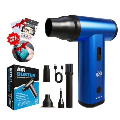 Electric Compressed Air Duster Blower Gun, Cordless Rechargeable Mini Blower 150000RPM Hand Held Blower for Keyboards, PC Cleaning Kit, Consoles, Grilling, Camping, Barber, Replace Canned Air