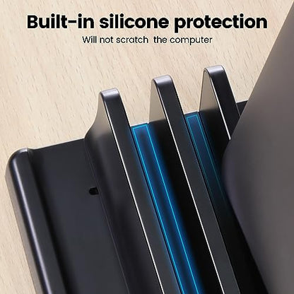 3-Slot Vertical Laptop Stand Holder,Adjustable ABS Plastic Desktop Notebook Dock,Vertical Laptop Stand Space-Saving for All MacBook/Surface/Samsung/HP/Dell/Chrome Book - size: 3-Slot