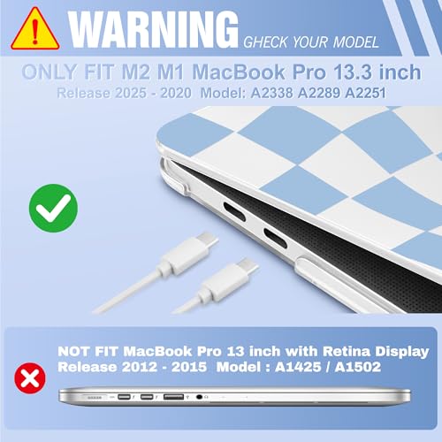 May Chen Case for MacBook Pro 13 inch M2 2023,2022,2021,2020 A2338 M1 A2251 A2289, Plastic Hard Shell Cover for MacBook Pro 13" with Touch Bar Fits Touch ID, Abstract & Grid - color: Abstract & grid