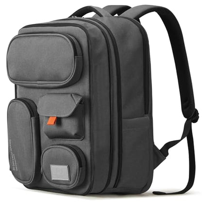 mixi Large Capacity Expandable Travel Backpack for Women & Men 15.6'' Laptop Carry On Weekender Bag Outdoor Hiking with Multifunction Pockets 180° Open Water Resistant 18 Inch 28L, Rock Gray - color: Expandable Rock Gray