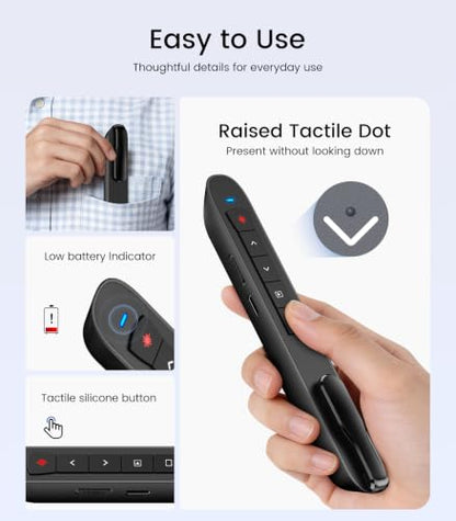 Green Light Presentation Clicker for Teachers – USB-C Rechargeable Wireless Presenter for PowerPoint/Keynote/Google Slides, Plug & Play Remote for Mac/Windows/Laptop - style: Green+Rechargeable