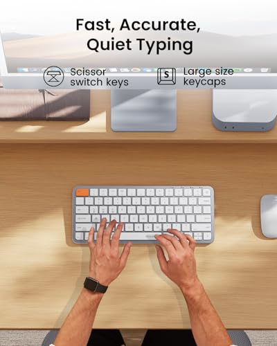 ProtoArc K90-A Backlit Bluetooth Keyboard for Mac/iPad, White Silver | Compact Wireless Mac Keyboard, 78-Key, No Numpad, 3-Level White Led Backlight, Multi-Device, Low-Profile, Rechargeable - color: White Silver