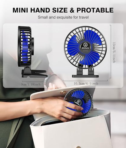 JZCreater USB Desk Fan, Mini Portable Fans, 3 Speeds Desktop Table Cooling Fan, Plug in Power, Rotation Strong Wind, Quiet Personal Small for Home Office Travel Bedroom, Black Blue - color: Black Blue