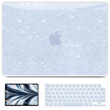 B BELK Compatible with MacBook Air 13 inch Case M5 2026 2025-2022 M4 M3 M2 A3449 A3240 A3113 A2681, Plastic Hard Shell+Keyboard Cover+Screen Protector for MacBook Air 13.6 inch Case, Shiny Blue Pearl - color: Shiny Blue Pearl