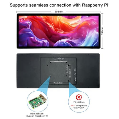 wisecoco 12.3 Inch Touch Screen Monitor IPS 1920x720 Stretched Bar LCD CNC Shell Mini Secondary Screen Portable Display HDMI for Laptop PC Temperature Aida64 GPU CPU RAM Monitoring