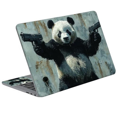 Universal Laptop Skin Sticker Decal with 2 Wrist Pad Skins, Waterproof Scratch Vinyl Cover for 11–15.6 Inch MacBook, HP, Dell, Lenovo, Cutable & Reusable,Badass Panda Guns - color: Badass Panda Guns