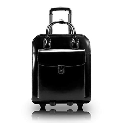 McKlein LA GRANGE, 15" Leather Detachable -Wheeled Ladies' Laptop/Computer & Tablet Business Briefcase Bag/Women's Rolling Overnight Travel Bag, Removable trolley case - color: Black, size: 14.4"x8.75"x18.5"