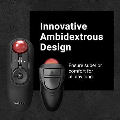 ELECOM Relacon Handheld Trackball Mouse, Thumb Control, 2.4GHz Wireless, Ergonomic Design, 10-Button Function with Smooth Tracking, Windows11, MacOS (M-RT1DRBK) - style: 2.4GHz