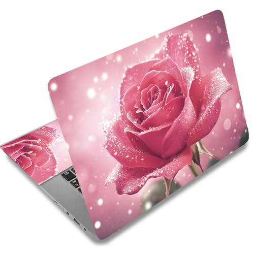SUPERDANT Pink Rose Laptop Skin Decal Shining Rose Universal Laptops Skin Sticker Notebook Protector 12 13 13.3 14 15 15.4 15.6 Inches Vinyl Cover Removable Waterproof Personalized Art Decal Pink - color: Pink