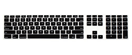 HRH Black Silicone Keyboard Skin Cover for iMac Wired USB Full Size Keyboard with Numeric Keypad A1243(G6 MB110LL/B and MB110LL/A) - color: Black