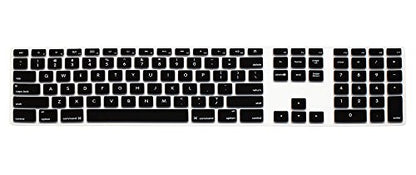 HRH Black Silicone Keyboard Skin Cover for iMac Wired USB Full Size Keyboard with Numeric Keypad A1243(G6 MB110LL/B and MB110LL/A) - color: Black