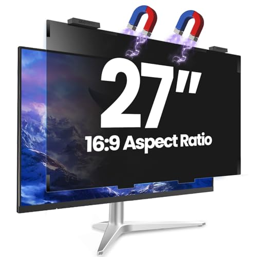 Magnetic 27 Inch Privacy Screen for Computer Monitor 16:9 Aspect Ratio, Hanging Removable Anti-Blue/Glare Protector Film, Anti Spy Desktop Security Private Filter 27in - color: black, size: 27inch 1pcs