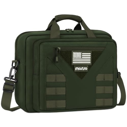 MOSISO 15.6 inch Tactical Laptop Bag for Men, 15-16 inch Messenger Bag | Tactical Messenger Bag Briefcase Shoulder Bags with Multi-Pockets, Army Green - color: Army Green