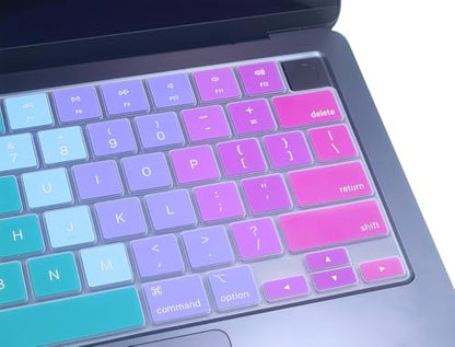 Keyboard Skin Compatible for 2026 MacBook Neo 13" A3404, Air 15.3" 13.6" M5 M4 M3 M2 A3448 A3241 A3114 A2941 A3449 A3240 A3113 A2681, MacBook Pro 14 16 inch M5 M4 M3 M2 M1 A3426 A3427 A3434 (Rainbow) - color: Rainbow