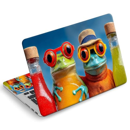 Universal Laptop Skin Sticker Decal, Compatible with MacBook HP Dell Lenovo 12"-15.6", Reusable Vinyl Notebook Cover 3PCS Set, High-Recognition Film-Funny Cool Frogs Drinking - color: Funny Cool Frogs Drinking
