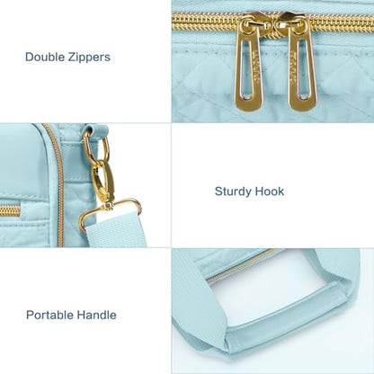 MOSISO 15-16 inch Laptop Bag, Laptop Briefcase Messenger | Compatible with MacBook Pro 16/Air 15, Square Quilted Computer Bag Work Office Business with 3 Pockets&Strap, Ice Blue - color: Ice Blue, size: 16 inch