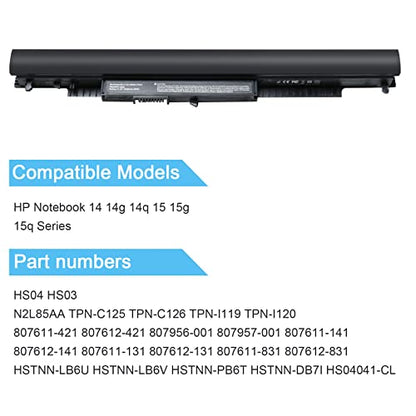 807956-001 HS03 HS04 Laptop Battery Compatible with Hp 14 15 Notebook PC Series 15-ay009dx 15-ba009dx 15-af131dx Spare 807957-001 Model HSTNN-LB6U HSTNN-LB6V Part Number TPN-C125 TPN-C126 - size: HS03 HS04