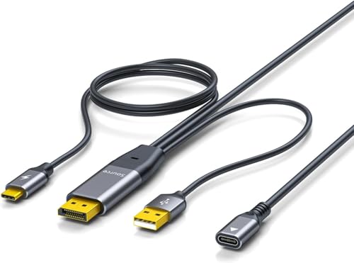 8K/30 DisplayPort to USB-C Female Adapter with Power for AR Glasses | DP to USB C Female 4K/120 Compatible with Type-C Display Devices Xreal, Rokid and RayNeo