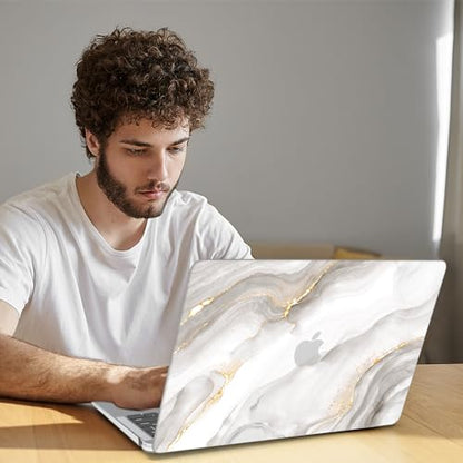B BELK Compatible with MacBook Air 13 inch Case M1 2021 2020 2019 2018 | Model A2337 A2179 A1932, Plastic Hard Shell for MacBook Air 13.3 inch Case with Keyboard Cover&Screen Protector, White Marble - color: White Marble