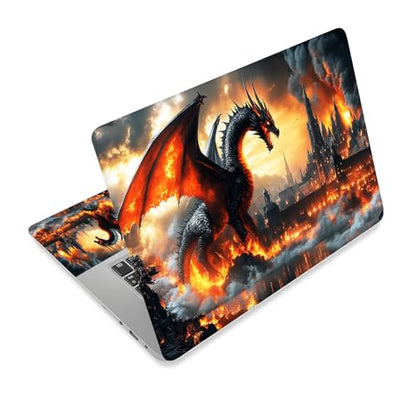 Universal Laptop Skin Sticker Decal,15.6 Inch Laptop Vinyl Cover for 13" 14" 15.6" Laptop,Scratch-Resistant Waterproof Protector Wrap,Reusable with Wrist Pads,Dragon Fiery - color: Dragon Fiery