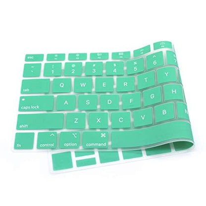 Se7enline Compatible with MacBook Air Keyboard Cover 13 inch 2018/2019/2020/2021/2022/2023/2024 for MacBook Air 13-Inch Touch ID with Retina Display M1 A2337/A2179 US Layout, Clover/Aqua Green - color: Clover/Aqua Green